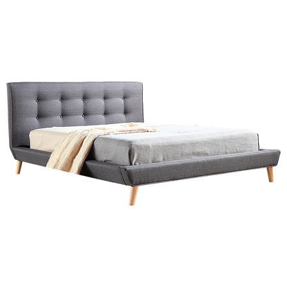Queen Linen Fabric Deluxe Bed Frame Grey-Furniture &gt; Bedroom-PEROZ Accessories