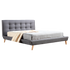 Queen Linen Fabric Deluxe Bed Frame Grey-Furniture > Bedroom-PEROZ Accessories