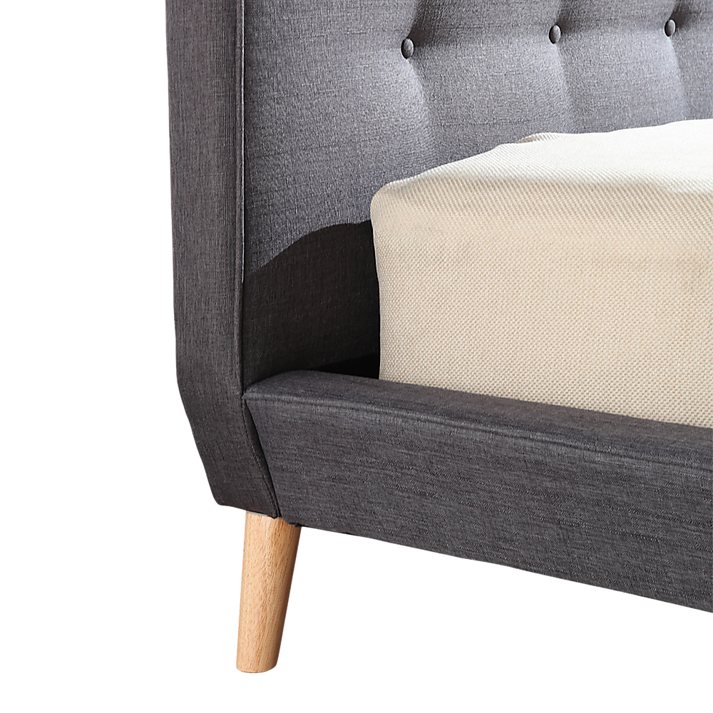 Queen Linen Fabric Deluxe Bed Frame Grey-Furniture &gt; Bedroom-PEROZ Accessories