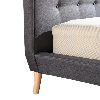 Queen Linen Fabric Deluxe Bed Frame Grey-Furniture &gt; Bedroom-PEROZ Accessories
