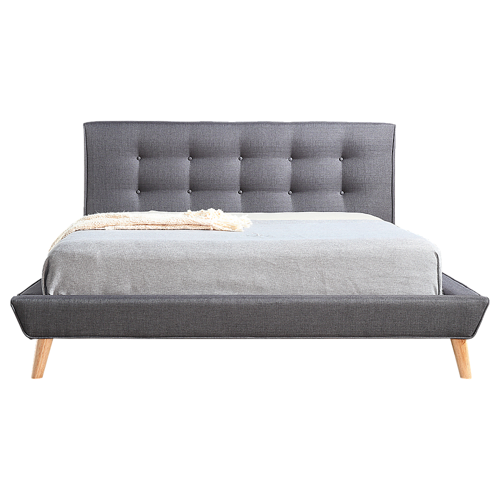 Queen Linen Fabric Deluxe Bed Frame Grey-Furniture &gt; Bedroom-PEROZ Accessories