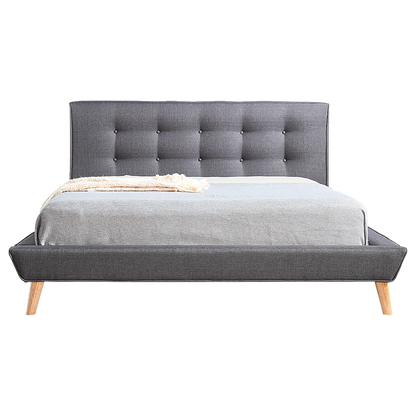 Queen Linen Fabric Deluxe Bed Frame Grey-Furniture &gt; Bedroom-PEROZ Accessories