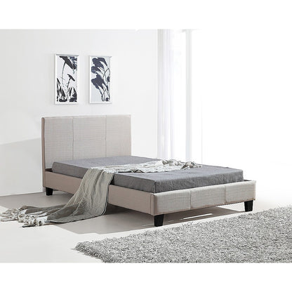 King Single Linen Fabric Bed Frame Beige-Furniture &gt; Bedroom-PEROZ Accessories
