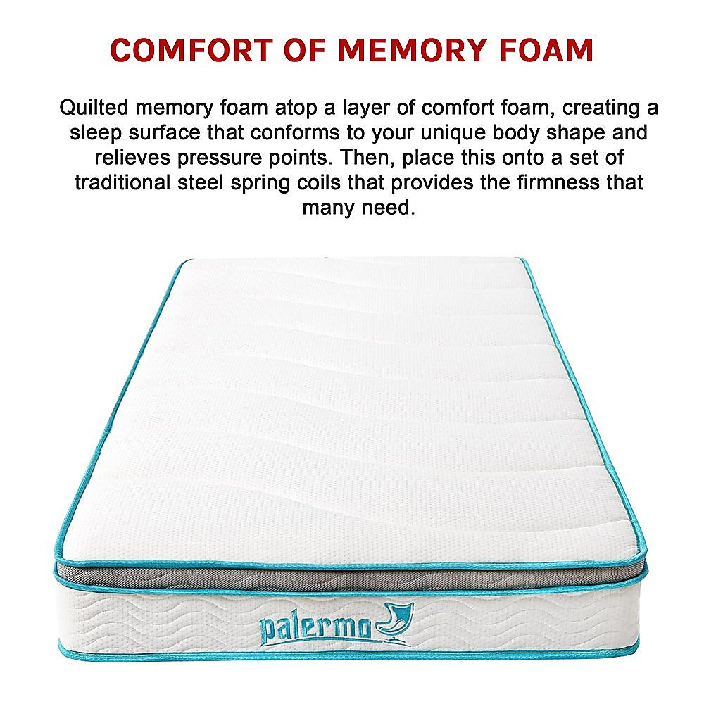 Palermo Single 20cm Memory Foam and Innerspring Hybrid Mattress-Furniture &gt; Mattresses-PEROZ Accessories