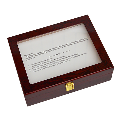 10 Grids Wooden Watch Case Glass Jewellery Storage Holder Box Wood Display-Watch Accessories-PEROZ Accessories
