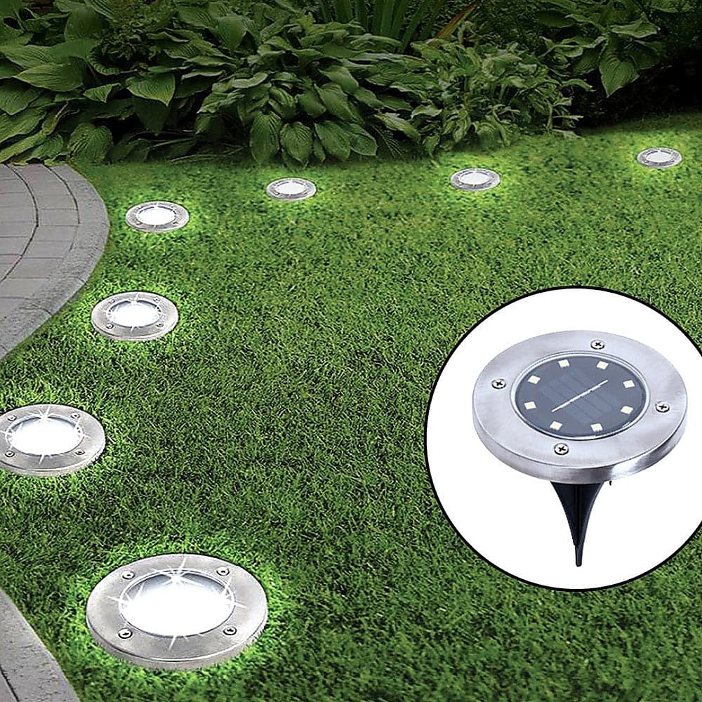 12x Solar Powered LED Buried Inground Recessed Light Garden Outdoor Deck Path-Home &amp; Garden &gt; Garden Lights-PEROZ Accessories