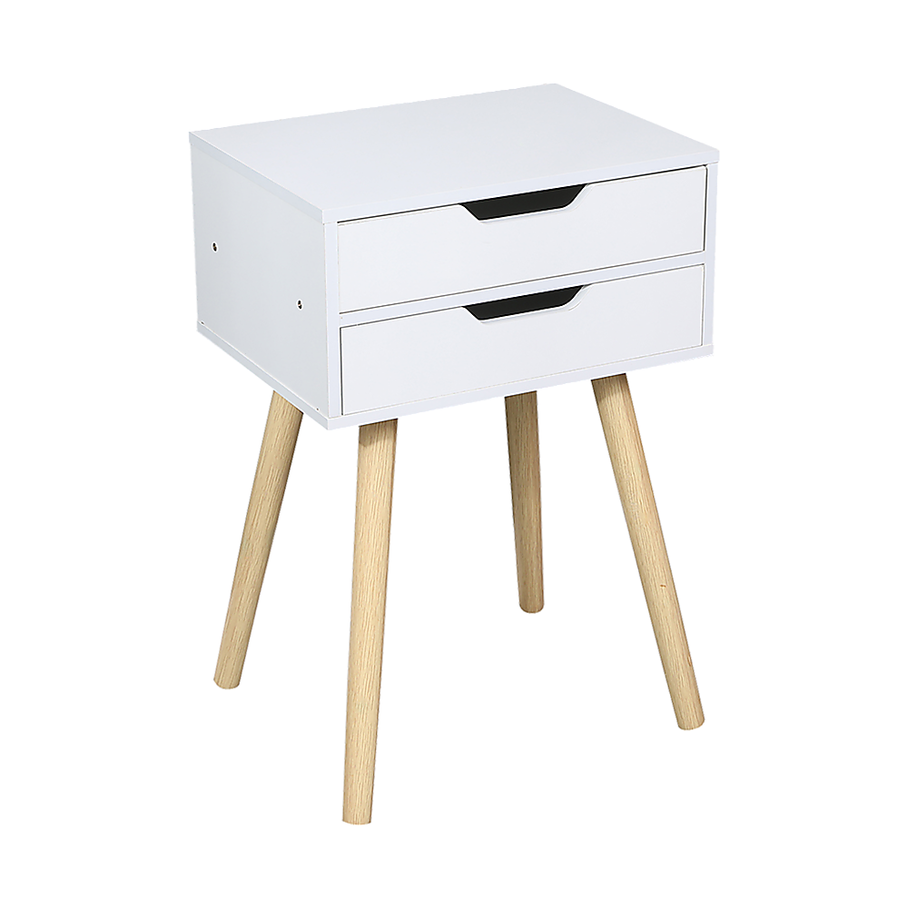 Wooden Bedside Table 2 Drawers Cabinet Storage Tall Night Stand-Furniture &gt; Office-PEROZ Accessories