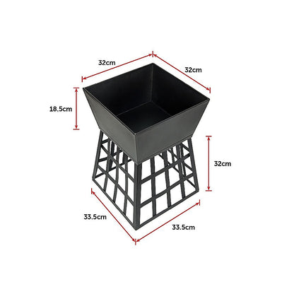 Black Fire Pit Square Log Patio Garden Heater Outdoor Table Top BBQ Camping-Home &amp; Garden &gt; Home &amp; Garden Others-PEROZ Accessories