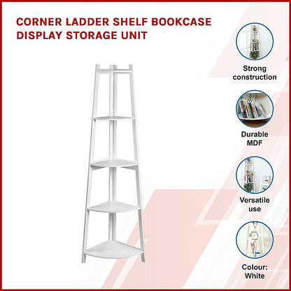 Corner Ladder Shelf Bookcase Display Storage Unit-Bookcases &amp; Shelves-PEROZ Accessories