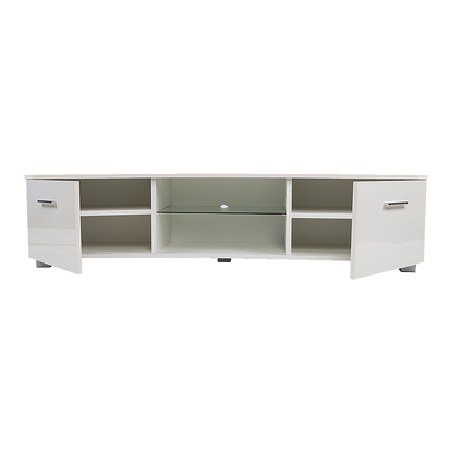 TV Cabinet Entertainment Unit Stand High Gloss Storage Shelf 140cm White-Entertainment Unit-PEROZ Accessories
