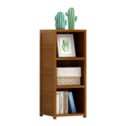 Bamboo Adjustable Shelf Bookcase Display Storage Rack Stand Livingroom Bedroom-Bookcases &amp; Shelves-PEROZ Accessories