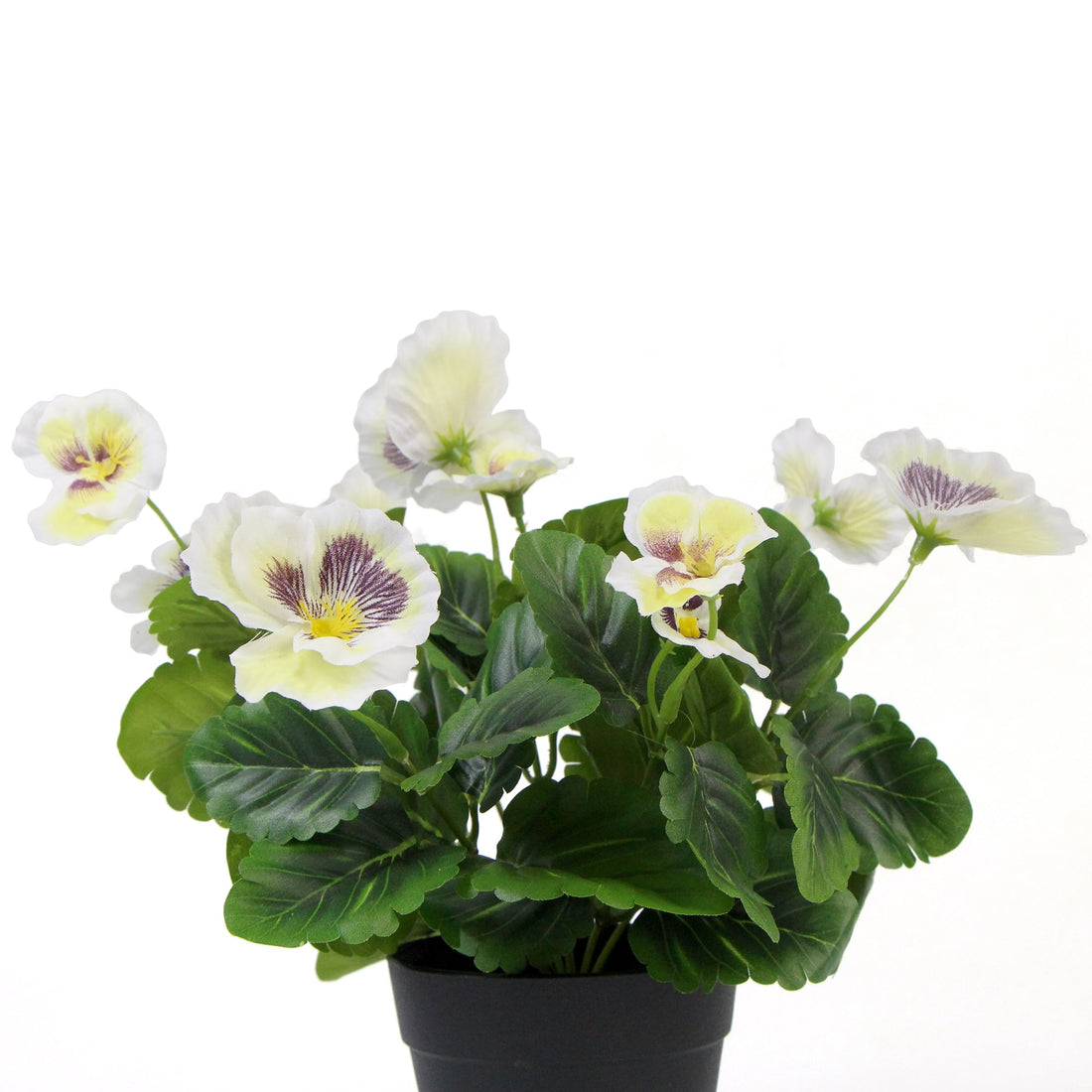 Mixed White Flowering Potted Artificial Pansy Plants 25cm-Home &amp; Garden &gt; Artificial Plants-PEROZ Accessories