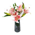 Premium Faux Pink Lily In Glass Vase (Artificial Tiger Lily Arrangement)-Home & Garden > Home & Garden Others-PEROZ Accessories