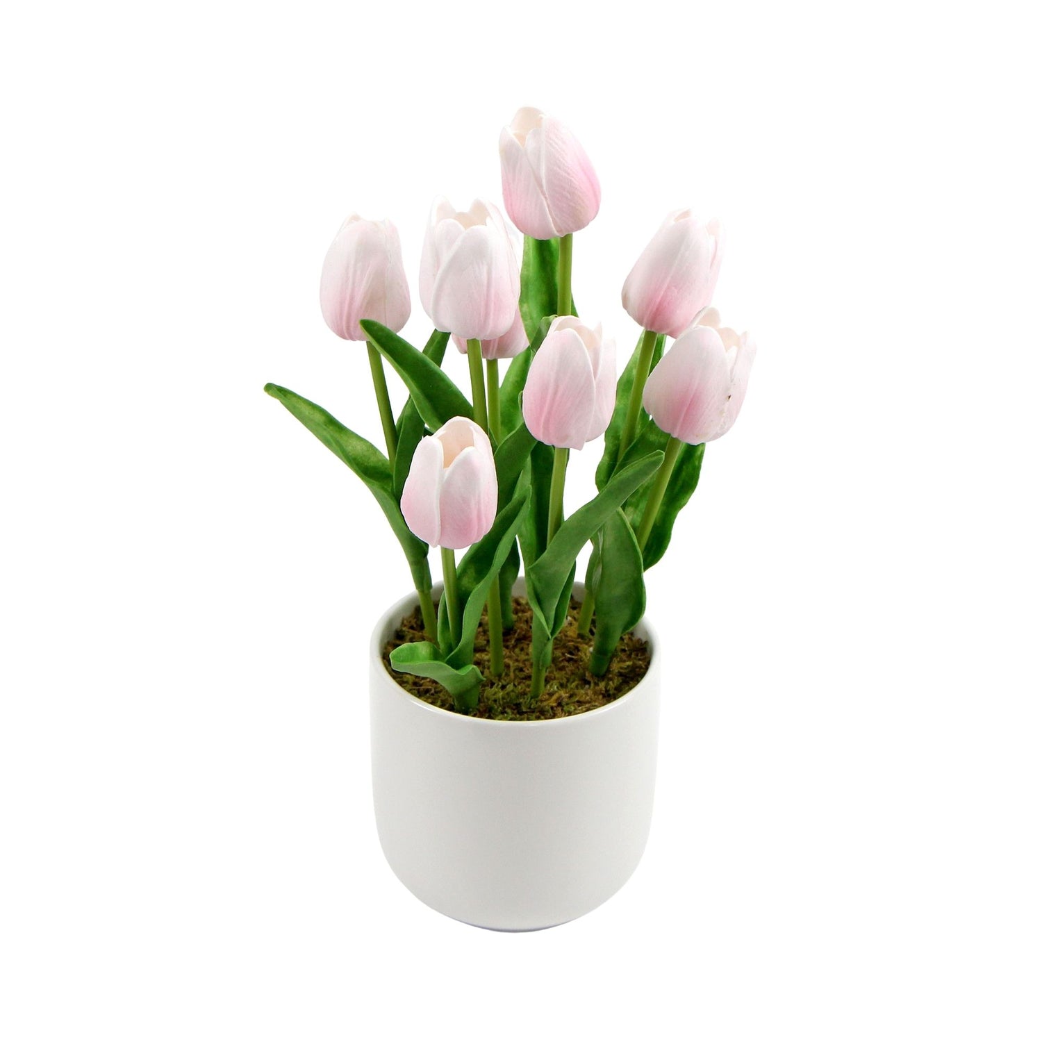Flowering Pink Artificial Tulip Plant Arrangement With Ceramic Bowl 35cm-Home &amp; Garden &gt; Artificial Plants-PEROZ Accessories