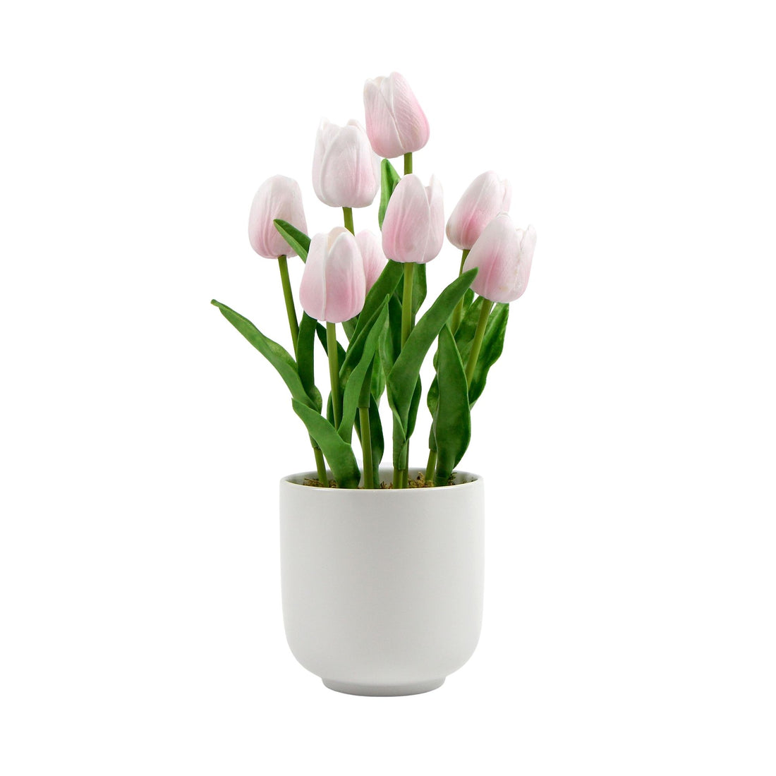 Flowering Pink Artificial Tulip Plant Arrangement With Ceramic Bowl 35cm-Home &amp; Garden &gt; Artificial Plants-PEROZ Accessories