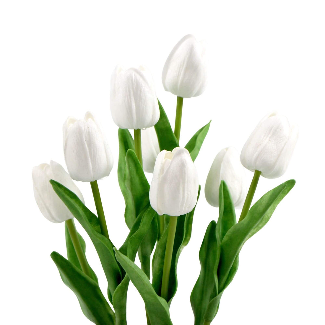 Flowering White Artificial Tulip Plant Arrangement With Ceramic Bowl 35cm-Home &amp; Garden &gt; Artificial Plants-PEROZ Accessories