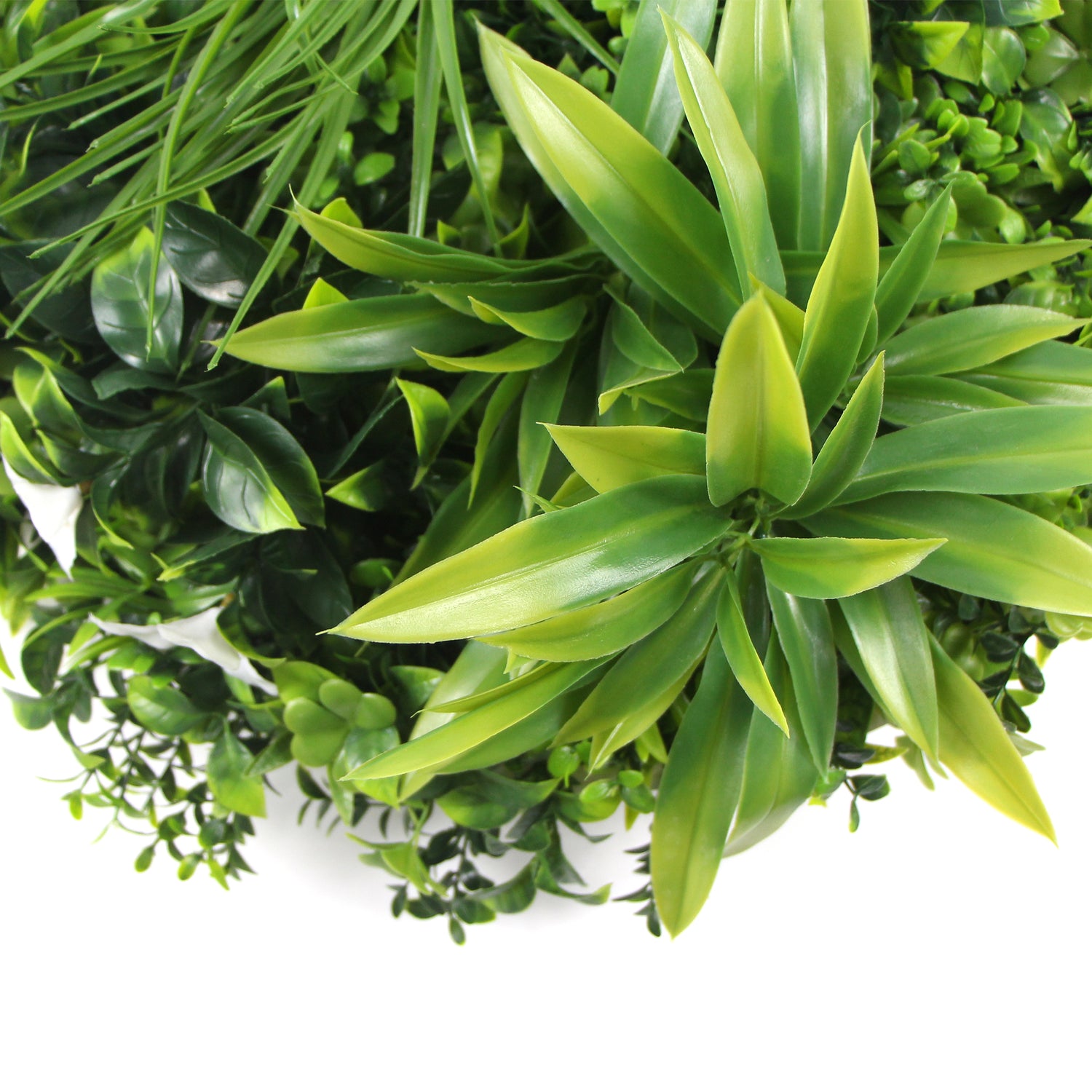 Flowering White Artificial Green Wall Disc UV Resistant 75cm (White Frame)-Home &amp; Garden &gt; Artificial Plants-PEROZ Accessories