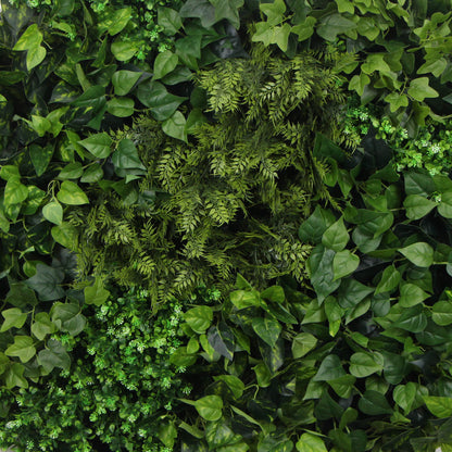 Slimline Artificial Green Wall Disc Art 80cm Mixed Green Fern &amp; Ivy (White)-Home &amp; Garden &gt; Artificial Plants-PEROZ Accessories