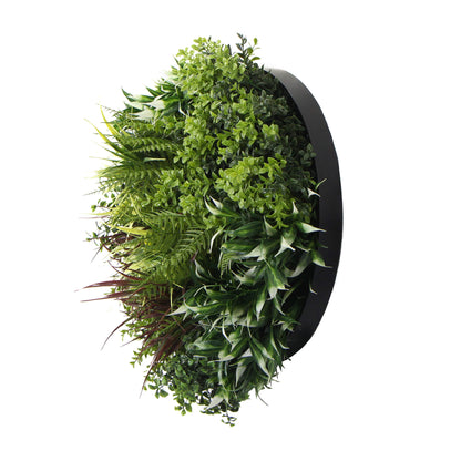 Slimline Artificial Green Wall Disc Art 50cm Green Field UV Resistant (Black)-Home &amp; Garden &gt; Artificial Plants-PEROZ Accessories