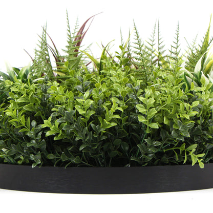 Slimline Artificial Green Wall Disc Art 50cm Green Field UV Resistant (Black)-Home &amp; Garden &gt; Artificial Plants-PEROZ Accessories