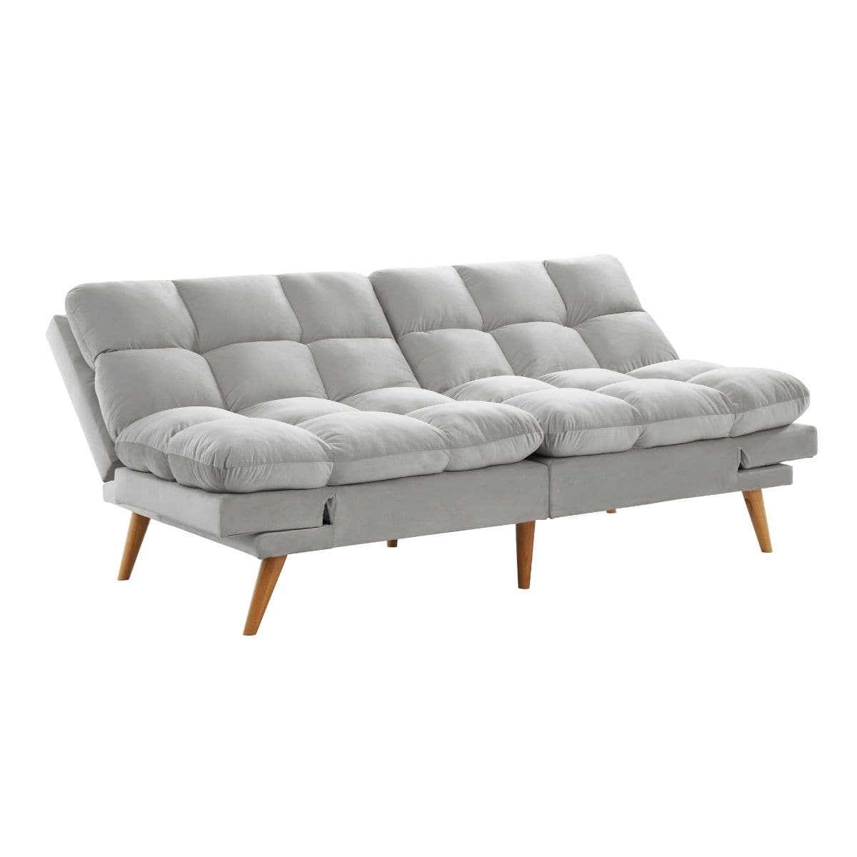 Alexa 3 Seater Velvet Sofa Bed Futon Light Grey-Furniture &gt; Sofas-PEROZ Accessories