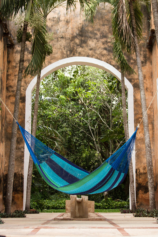 Mayan Legacy Single Size Cotton Mexican Hammock in Oceanica Colour-Hammock-PEROZ Accessories