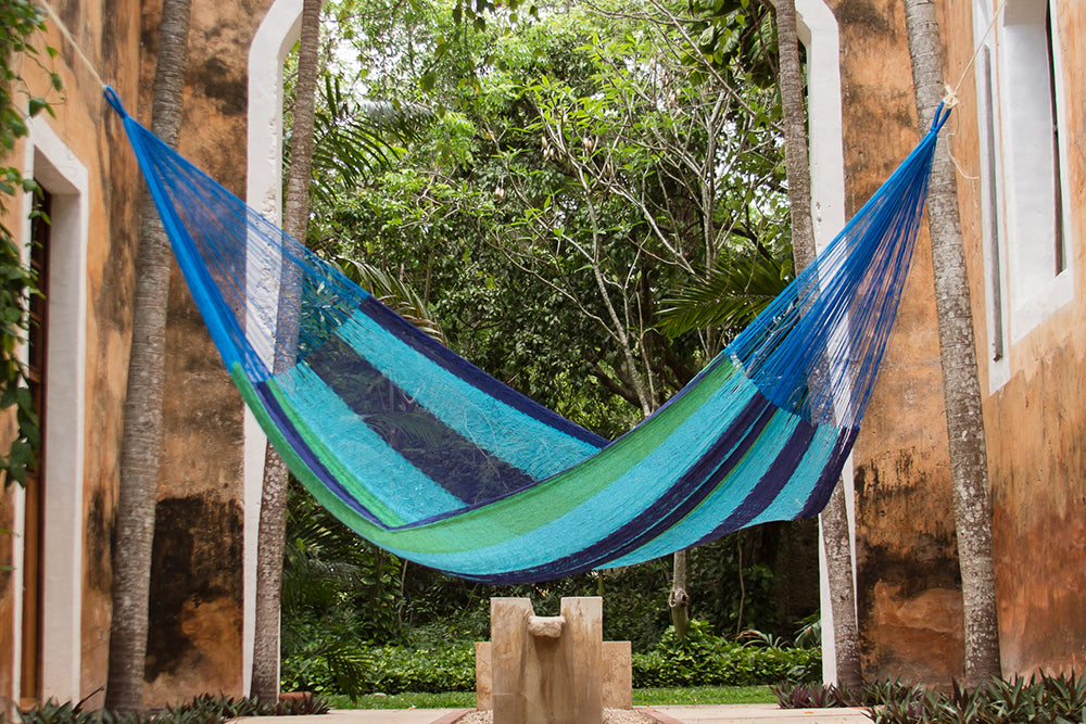 Mayan Legacy Single Size Cotton Mexican Hammock in Oceanica Colour-Hammock-PEROZ Accessories