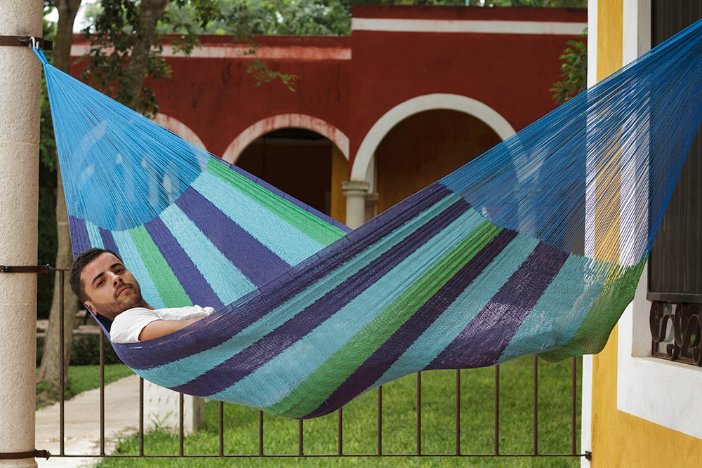 Mayan Legacy Single Size Cotton Mexican Hammock in Oceanica Colour-Hammock-PEROZ Accessories