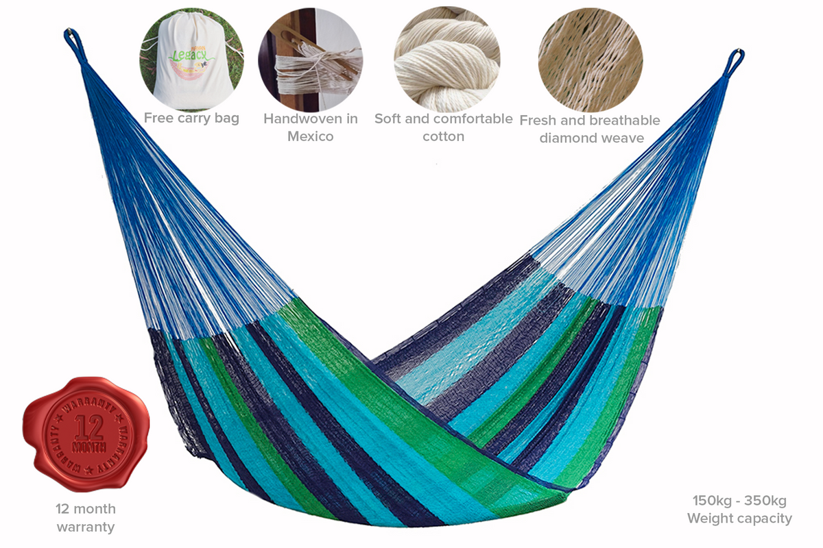 The out and about Mayan Legacy hammock Doble Size in Oceanica colour-Hammock-PEROZ Accessories