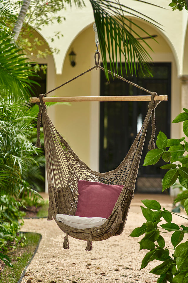 Mayan Legacy Extra Large Outdoor Cotton Mexican Hammock Chair in Cedar Colour-Hammock-PEROZ Accessories