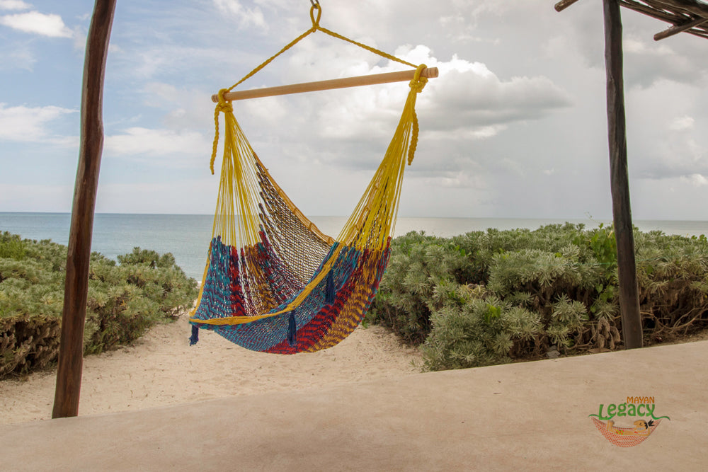 Mayan Legacy Extra Large Outdoor Cotton Mexican Hammock Chair in Confeti Colour-Hammock-PEROZ Accessories