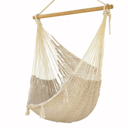 Mayan Legacy Extra Large Outdoor Cotton Mexican Hammock Chair in Cream Colour-Hammock-PEROZ Accessories