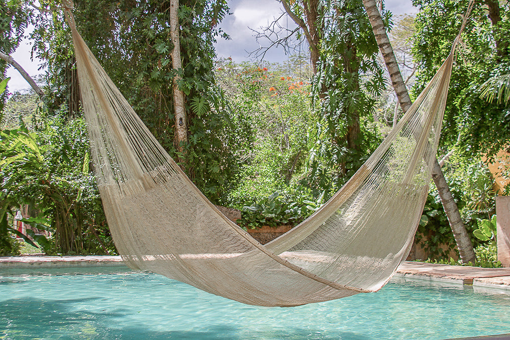 Mayan Legacy Jumbo Size Super Nylon Mexican Hammock in Cream Colour-Hammock-PEROZ Accessories
