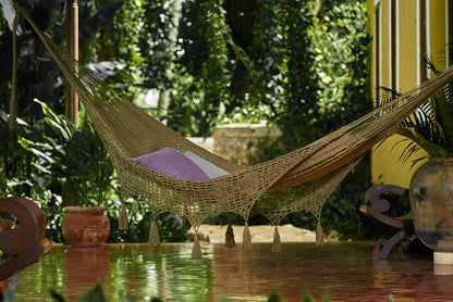 Outdoor undercover cotton Mayan Legacy hammock with hand crocheted tassels King Size Cedar-Hammock-PEROZ Accessories