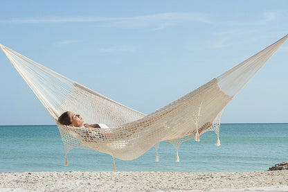 Outdoor undercover cotton Mayan Legacy hammock with hand crocheted tassels King Size Marble-Hammock-PEROZ Accessories