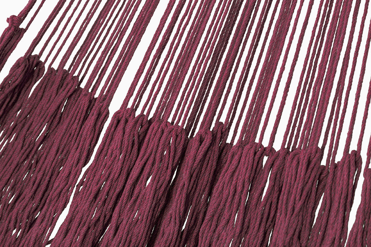 Outdoor undercover cotton Mayan Legacy hammock with hand crocheted tassels King Size Maroon-Hammock-PEROZ Accessories
