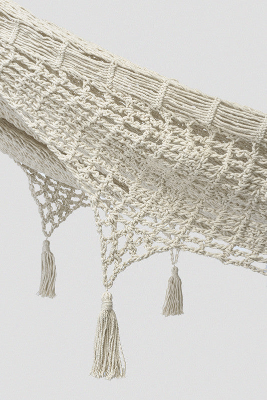 Outdoor undercover cotton Mayan Legacy hammock with hand crocheted tassels Queen Size Marble Colour-Hammock-PEROZ Accessories