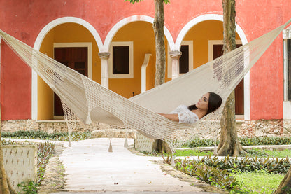 Outdoor undercover cotton Mayan Legacy hammock with hand crocheted tassels Queen Size Marble Colour-Hammock-PEROZ Accessories