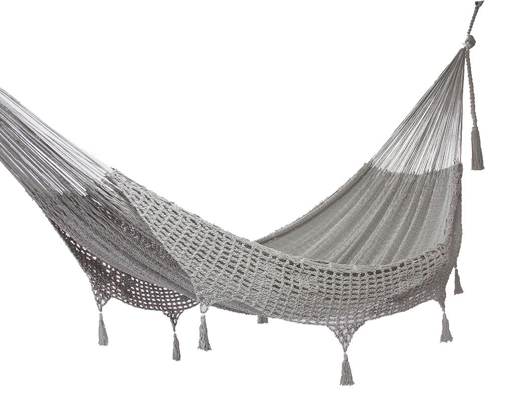 Outdoor undercover cotton Mayan Legacy hammock with hand crocheted tassels Queen Size Dream Sands-Hammock-PEROZ Accessories