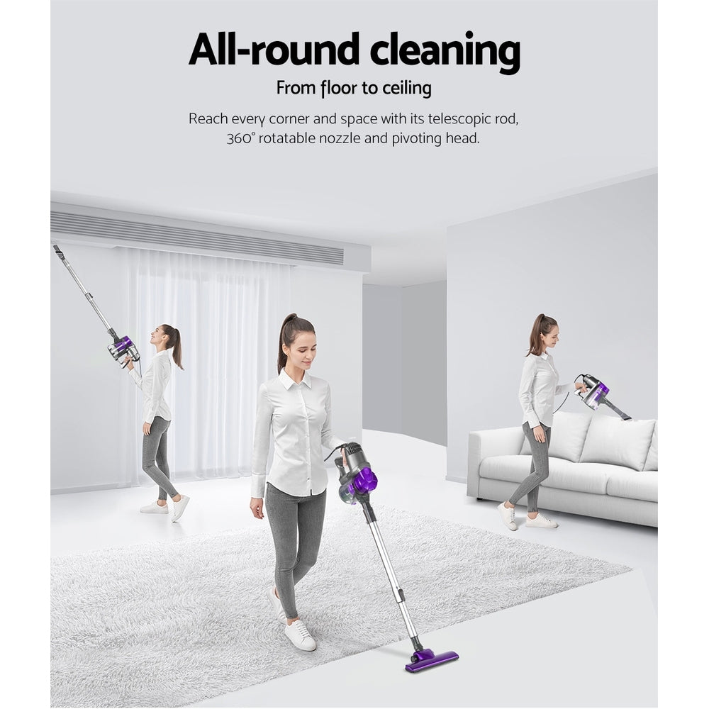 Devanti Corded Handheld Bagless Vacuum Cleaner - Purple and Silver-Appliances &gt; Vacuum Cleaners-PEROZ Accessories