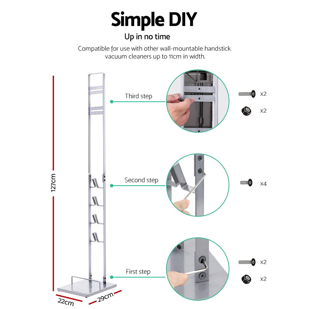 Artiss Freestanding Dyson Vacuum Stand Rack Holder for Dyson V6 V7 V8 V10 V11 V12 Silver-Appliances &gt; Vacuum Cleaners - Peroz Australia - Image - 2