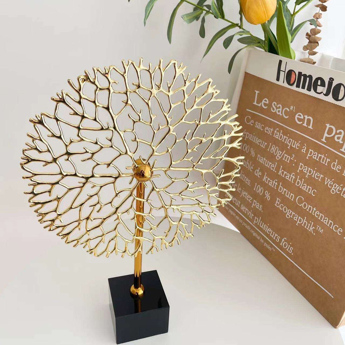 Anyhouz 33cm Luxury Metal Tree Tabletop Home Decor Modern Art Living Room Display House Decorative Crafts Metal Ornaments with Marble Base-Tabletop Decor-PEROZ Accessories