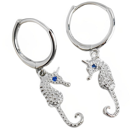 Anyco Earrings Sterling Silver Punk Blue Zircon Seahorse Stud For Women Teen Fashion Stylish Accessories Jewelry Gifts-Earrings-PEROZ Accessories