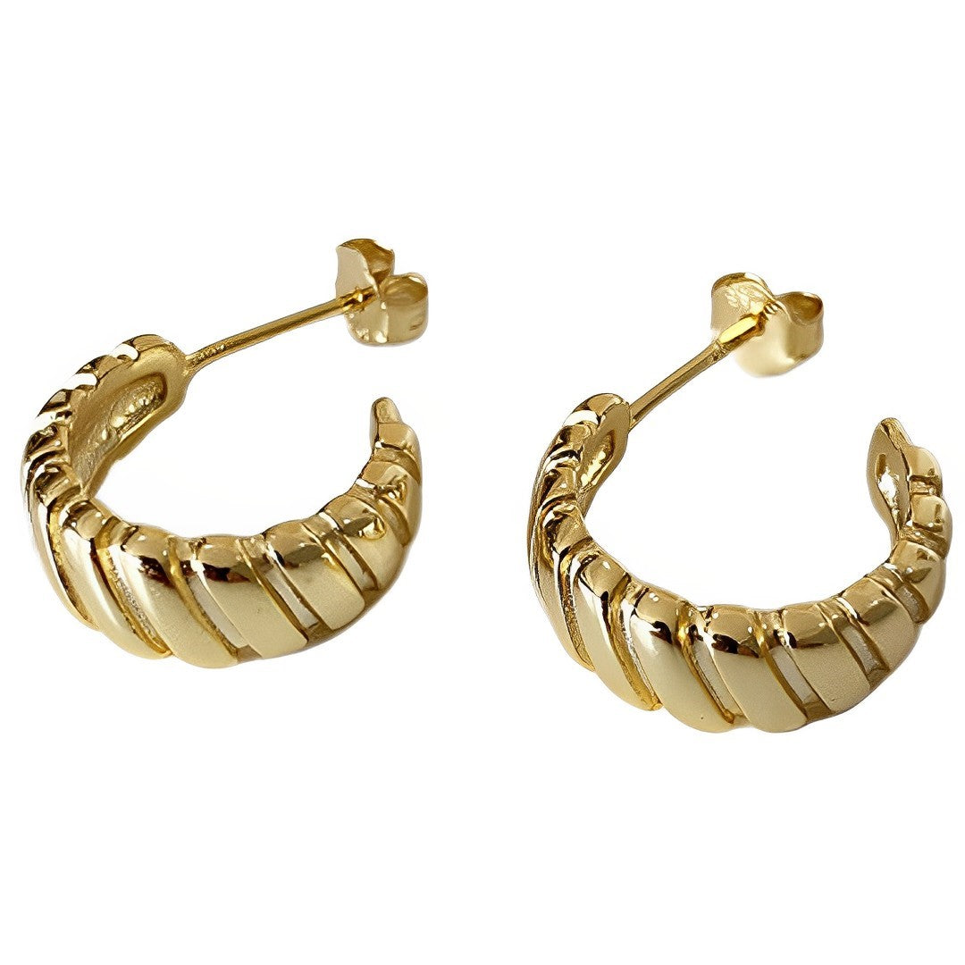 Anyco Earrings Gold Plated Minimalist Chic Golden Thick Gear Stud For Women Girl Perfect Fashion Stylish Accessories Jewelry Gifts-Earrings-PEROZ Accessories