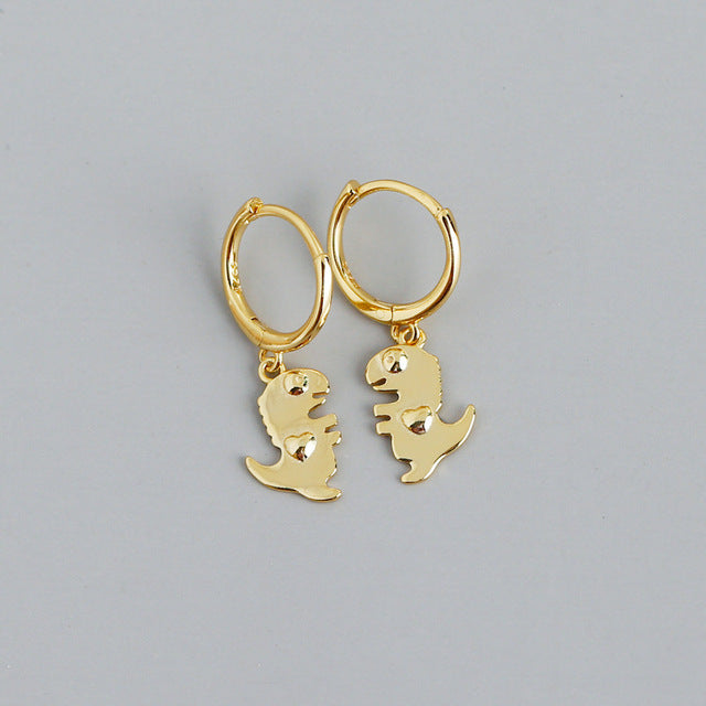 Anyco Earrings Gold Plated Bohemian Creative Cute Punk Dinosaur Stud For Women Girl Perfect Fashion Stylish Accessories Jewelry Gifts-Earrings-PEROZ Accessories