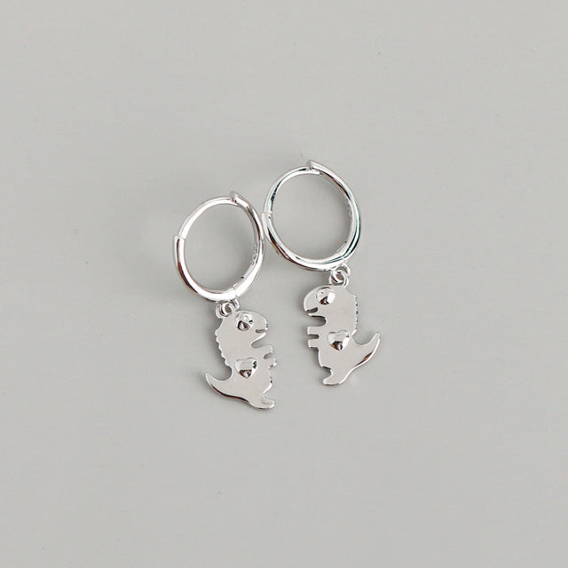 Anyco Earrings Sterling Silver Bohemian Creative Cute Punk Dinosaur Stud For Women Girl Perfect Fashion Stylish Accessories Jewelry Gifts-Earrings-PEROZ Accessories