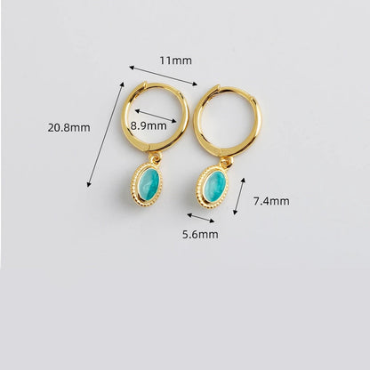 Anyco Earrings Gold Plated Luxury Chic Round Green Zircon Stud For Women Girl Teen Fashion Stylish Accessories Jewelry Gifts-Earrings-PEROZ Accessories