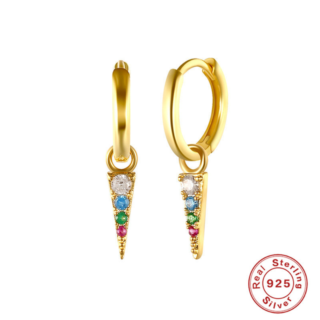 Anyco Earrings Gold Plated Charm Geometric Spike Tassel Pendant Stud For Women Teen Fashion Stylish Accessories Jewelry Gifts-Earrings-PEROZ Accessories