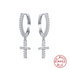 Anyco Earrings Sterling Silver Trendy Geometric White Zircon Cross Stud For Women Teen Fashion Stylish Accessories Jewelry Gifts-Earrings-PEROZ Accessories