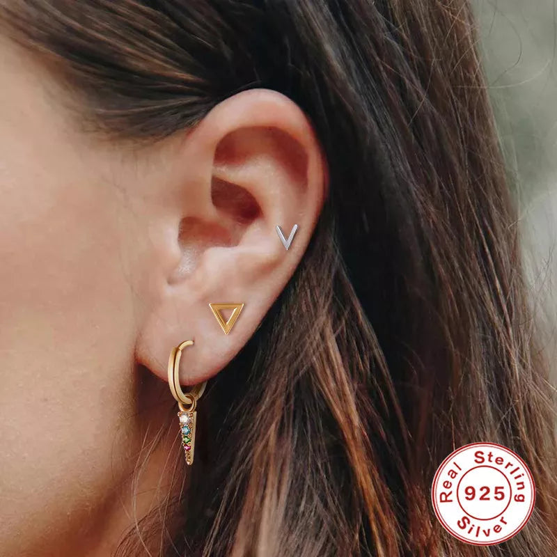 Anyco Earrings Gold Plated Charm Geometric Spike Tassel Pendant Stud For Women Teen Fashion Stylish Accessories Jewelry Gifts-Earrings-PEROZ Accessories
